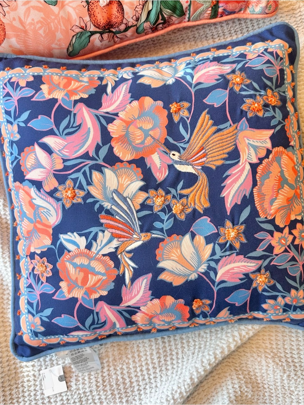 NWT Anthropologie Alexandra Farmer The Flock Indoor/Outdoor Embroidered Pillow